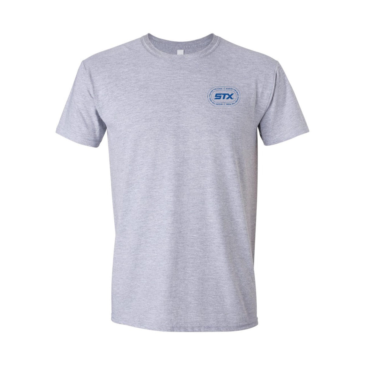 stx t shirt athlete tested approved gray with blue logo front