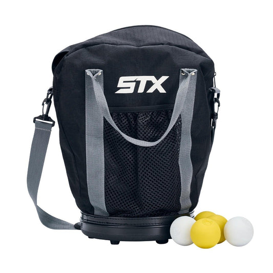 STX Lacrosse Bucket Ball Bag with shoulder strap and lacrosse balls