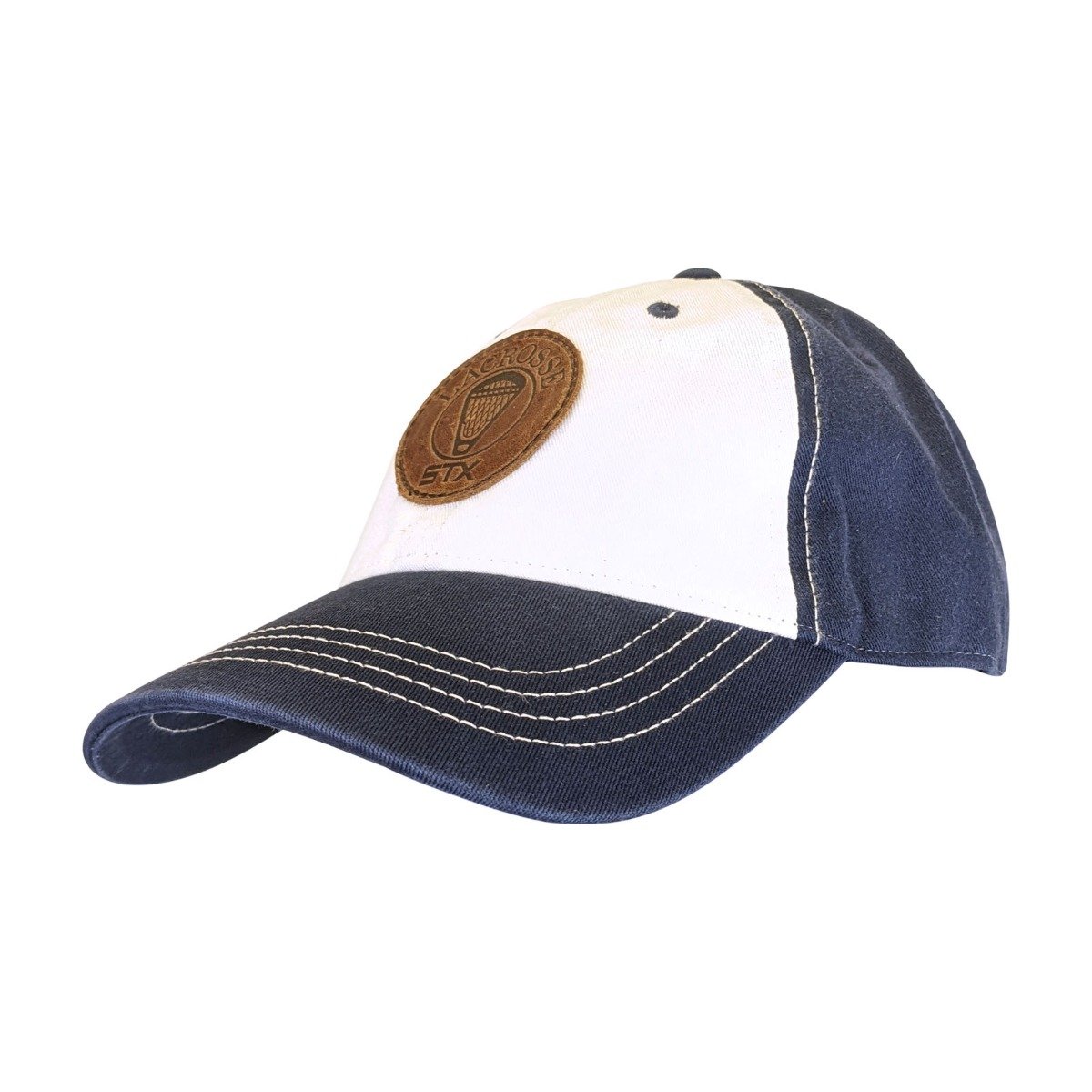 stx logo leather patch hat side