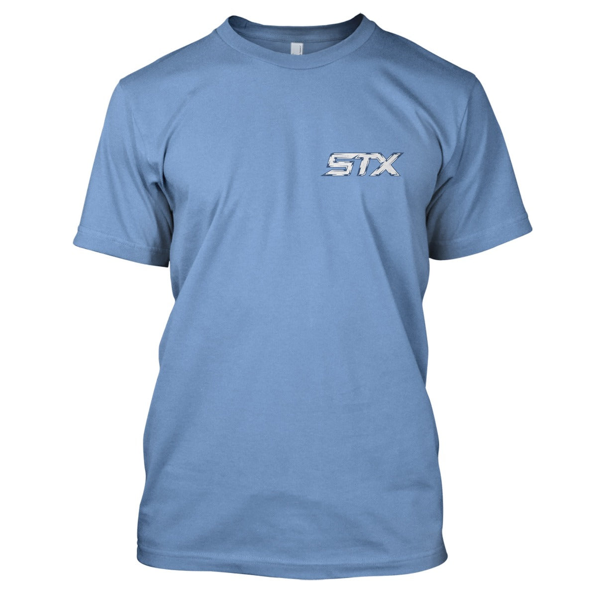 stx play huge logo t shirt carolina blue frront