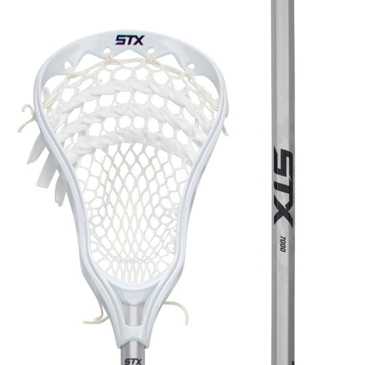 stx X10 complete lacrosse stick attack/midfield white close up