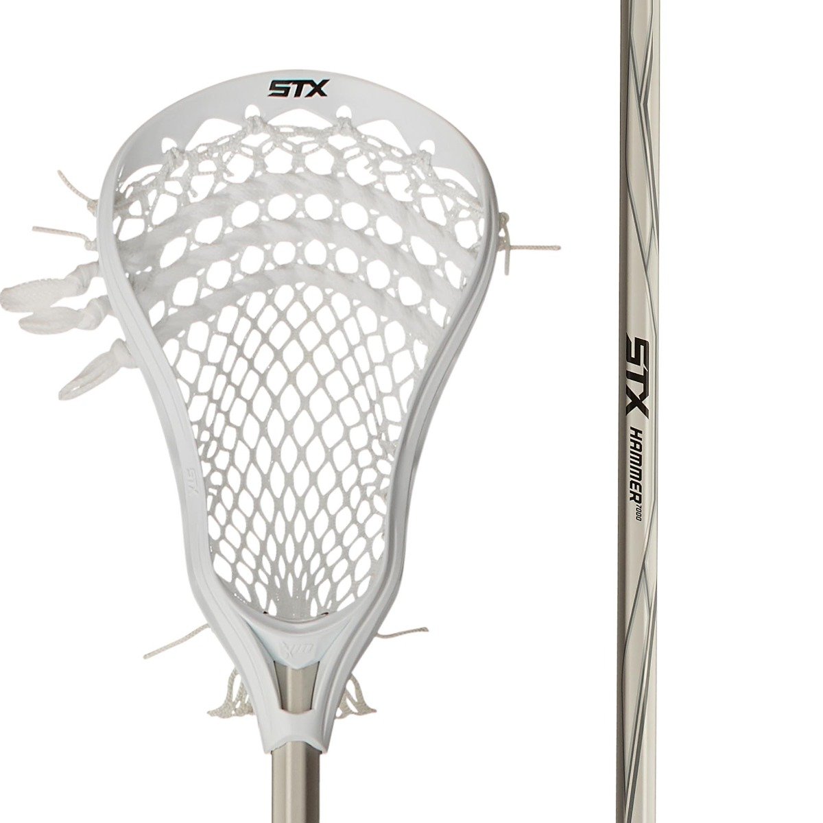 stx X10 defensive lacrosse stick white close up