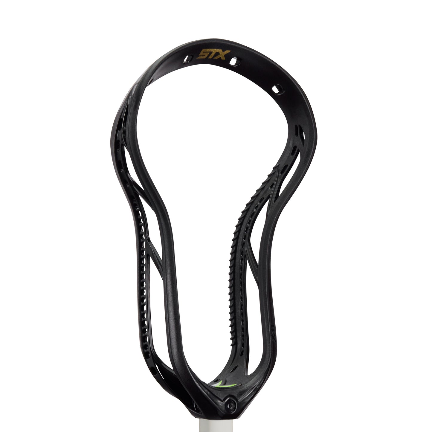 stx x-it face off lacrosse head flex unstrung black angled