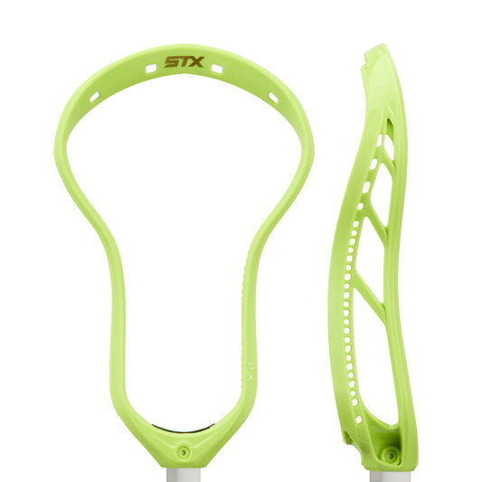 stx x-it face off lacrosse head flex unstrung green front and side