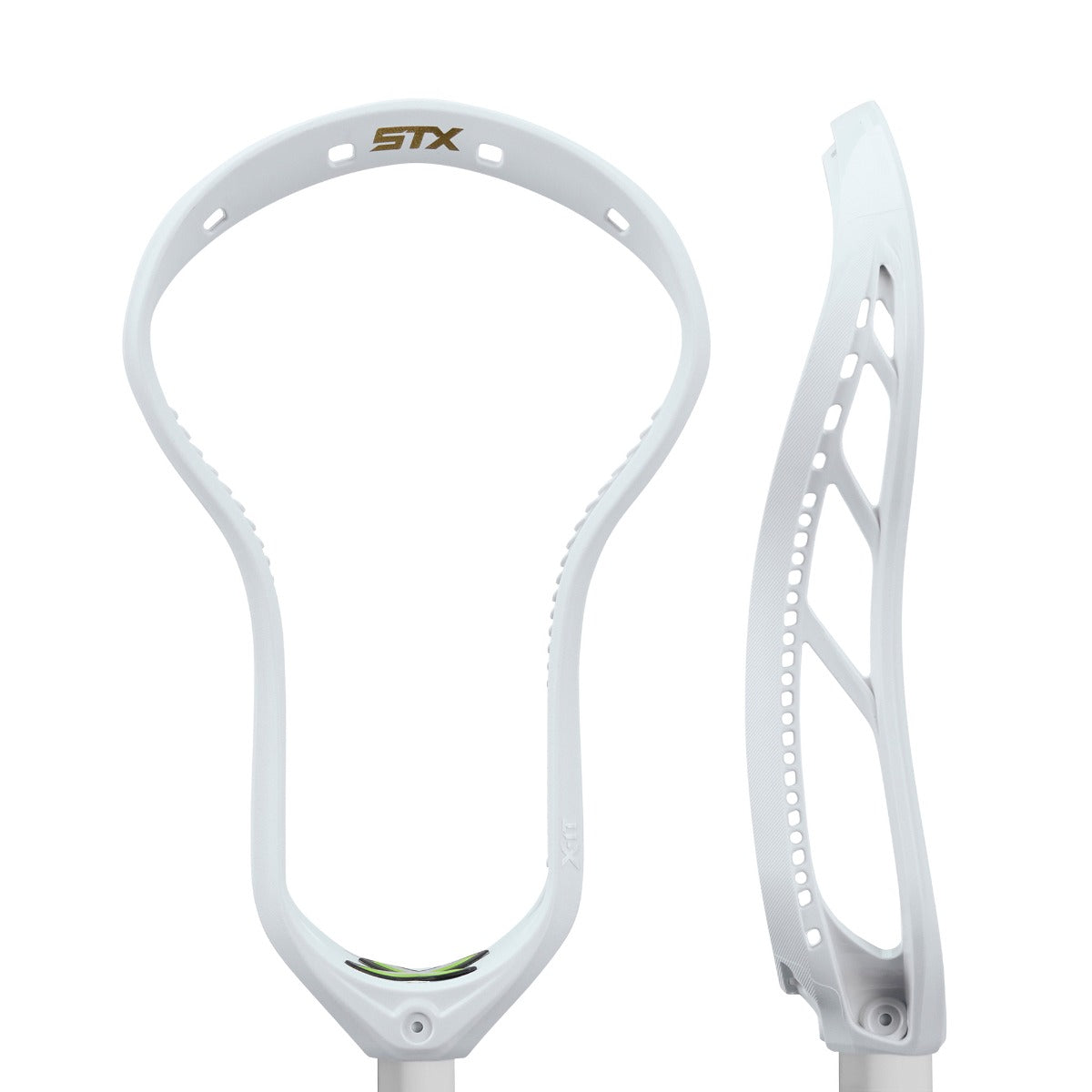 STX X-IT faceoff head unstrung white front and side flex