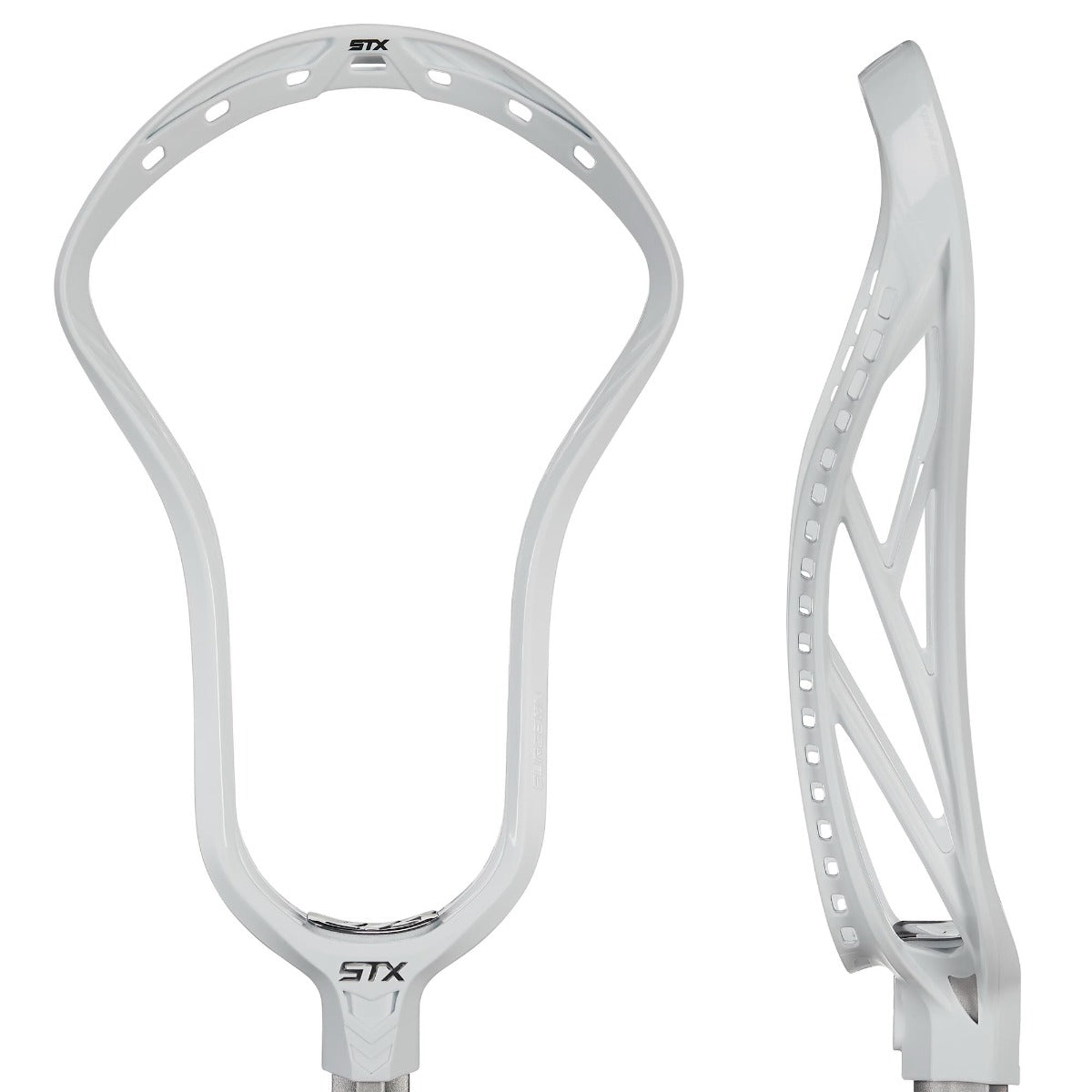 stx surgeon 1k lacrosse head unstrung white front and side