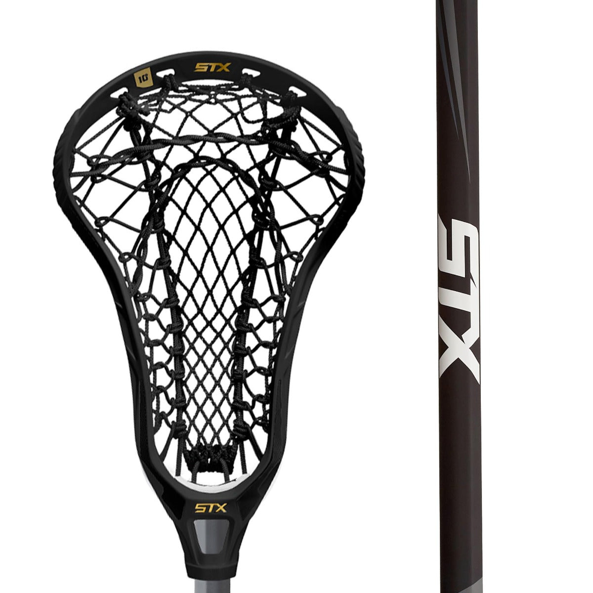 STX Fortress 700 Complete Stick Black with Black Crux Mesh 2.0 Pocket close up