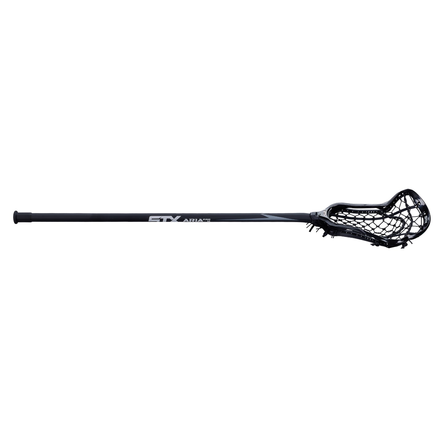 stx aria pro-m women's complete lacrosse stick black angled