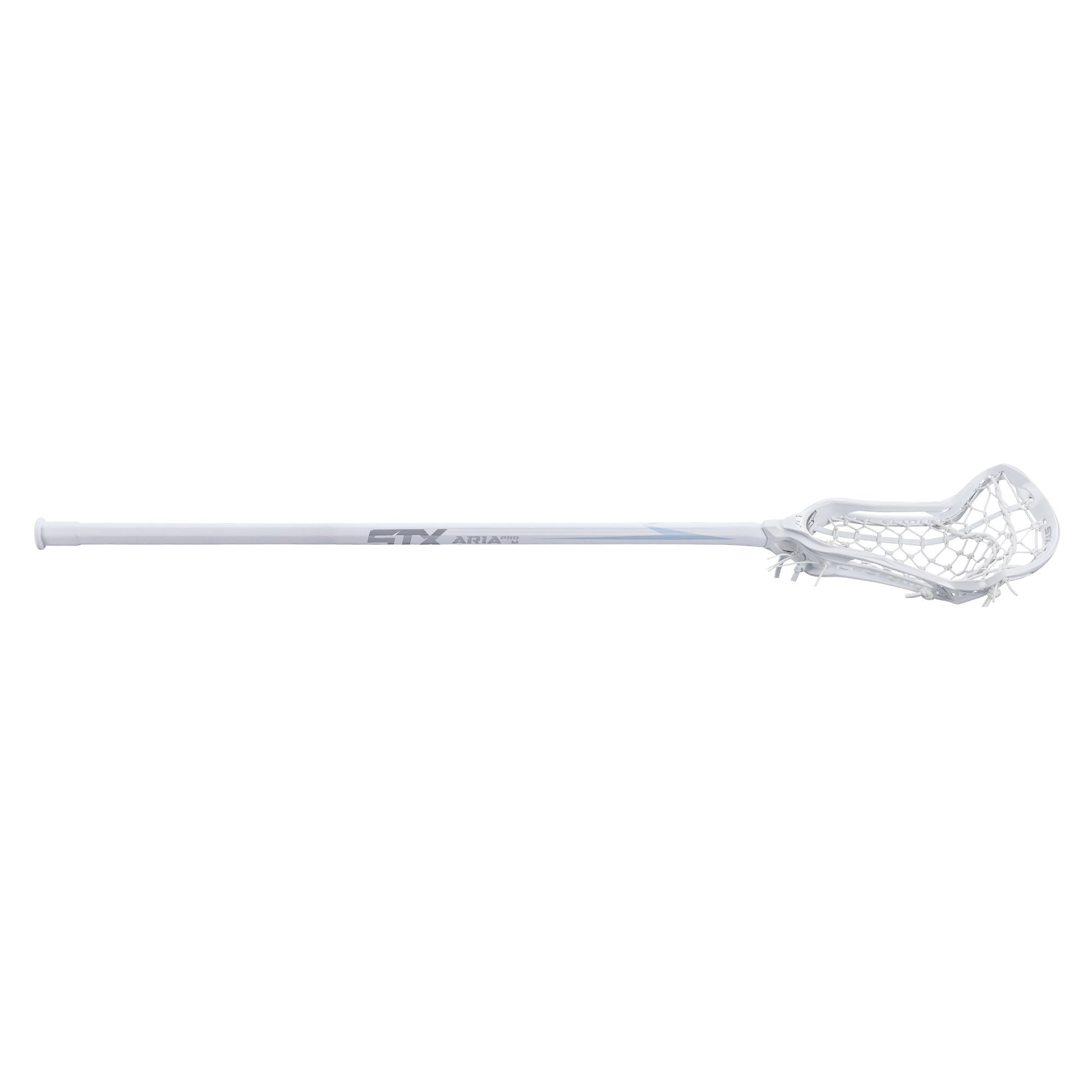 stx aria pro-m women's complete lacrosse stick white angled