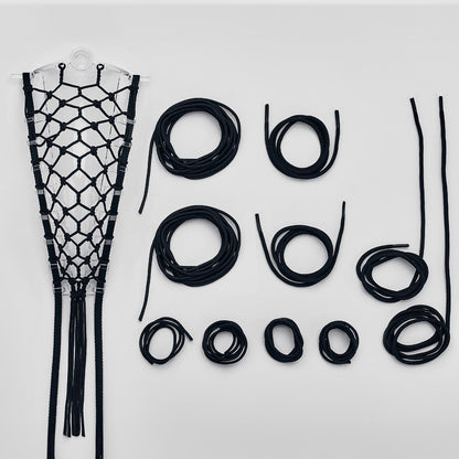 women's lock pocket stringing kit all strings laid out black