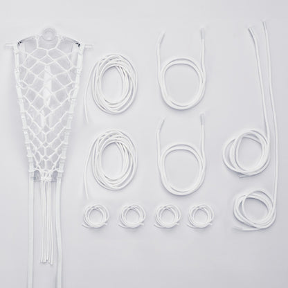 women's lock pocket stringing kit all strings laid out white