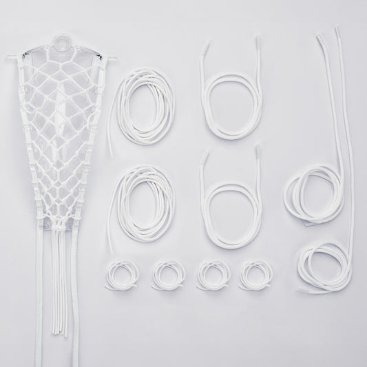 women's lock pocket stringing kit all strings laid out white