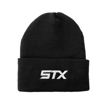 black knit hat with STX name mark