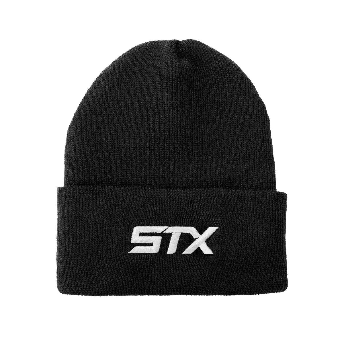 knit hat with STX name logo black