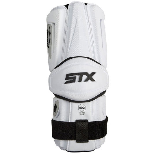 STX Stallion 900 lacrosse arm guards white front