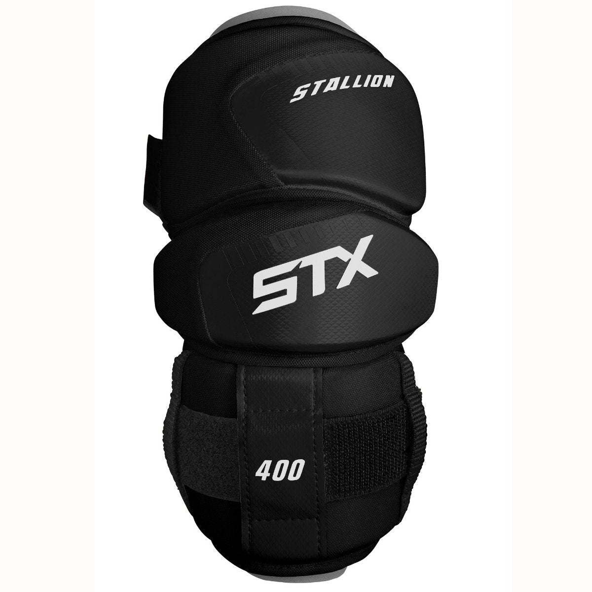 stallion 400 lacrosse arm pads black front