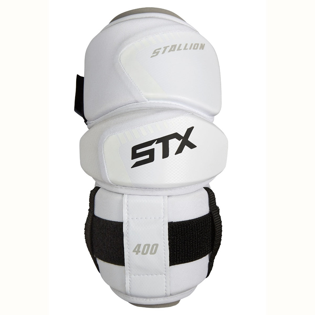 stallion 400 lacrosse arm pads white front