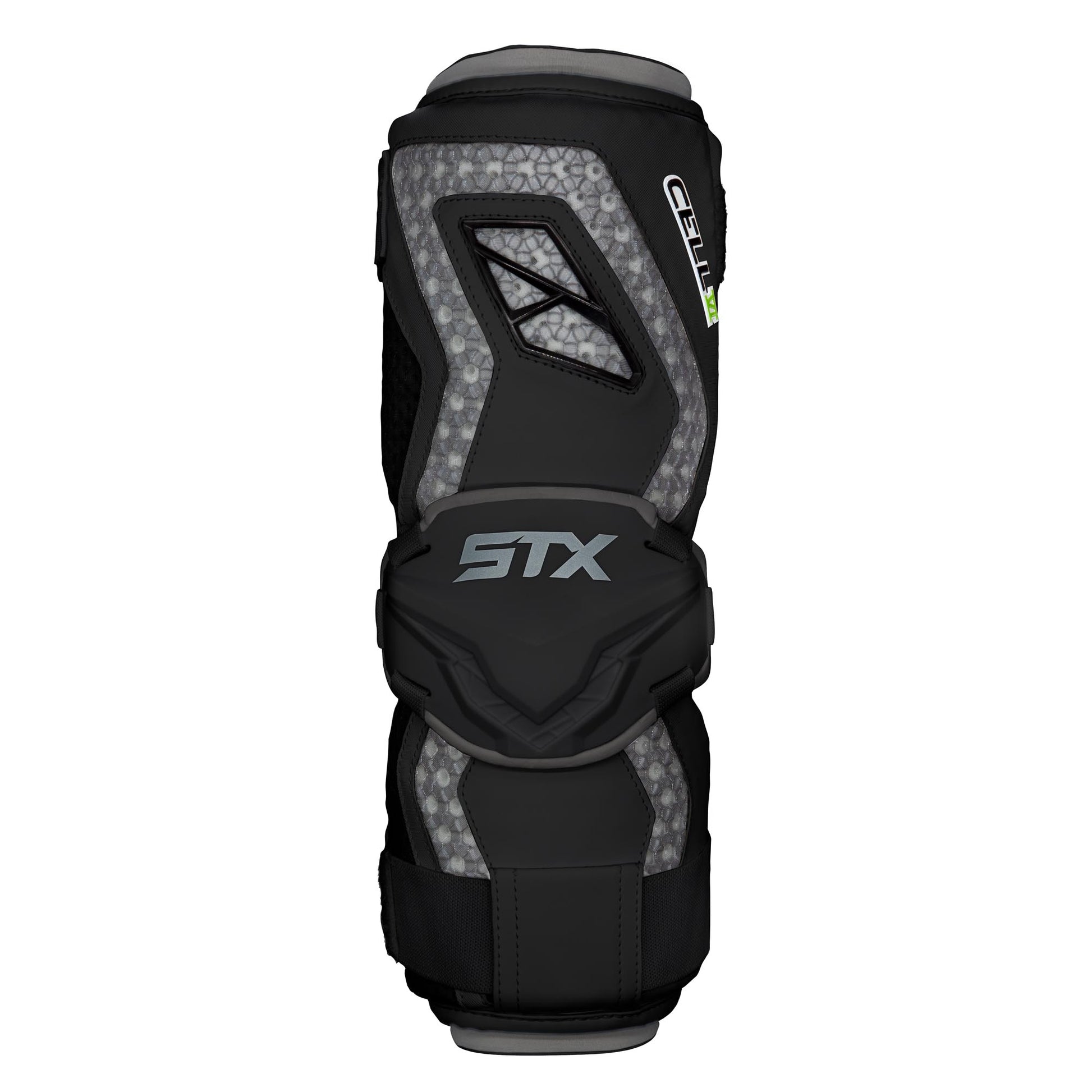 stx cell 6 lacrosse arm guard black front