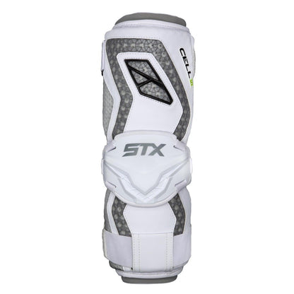 stx cell 6 lacrosse arm guards white front