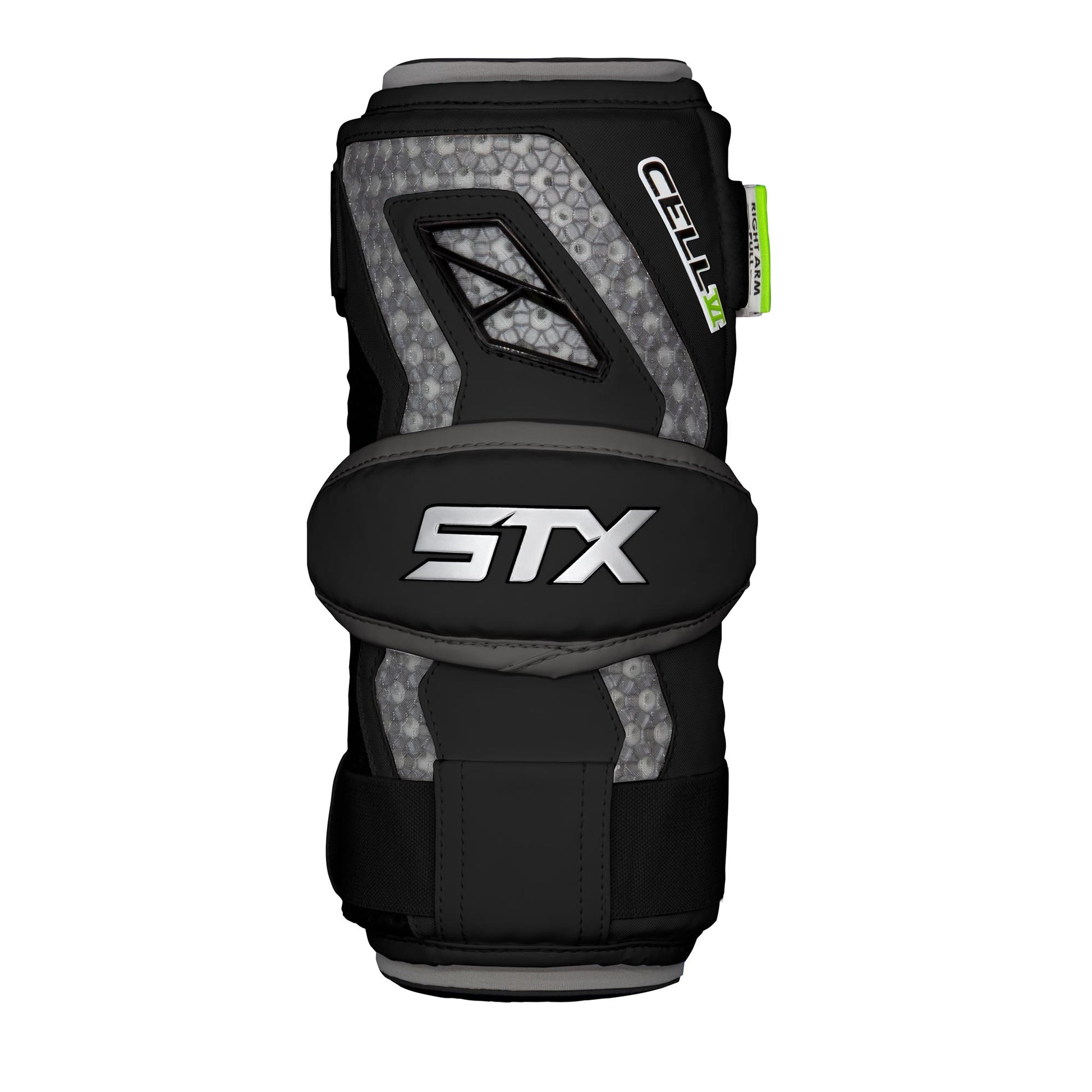 stx cell 6 lacrosse arm pad black front