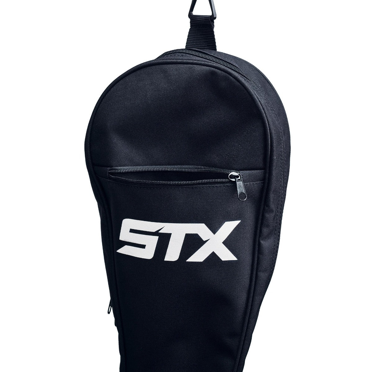 stx essential lacrosse stick bag close up of zipper pocket at top of bag