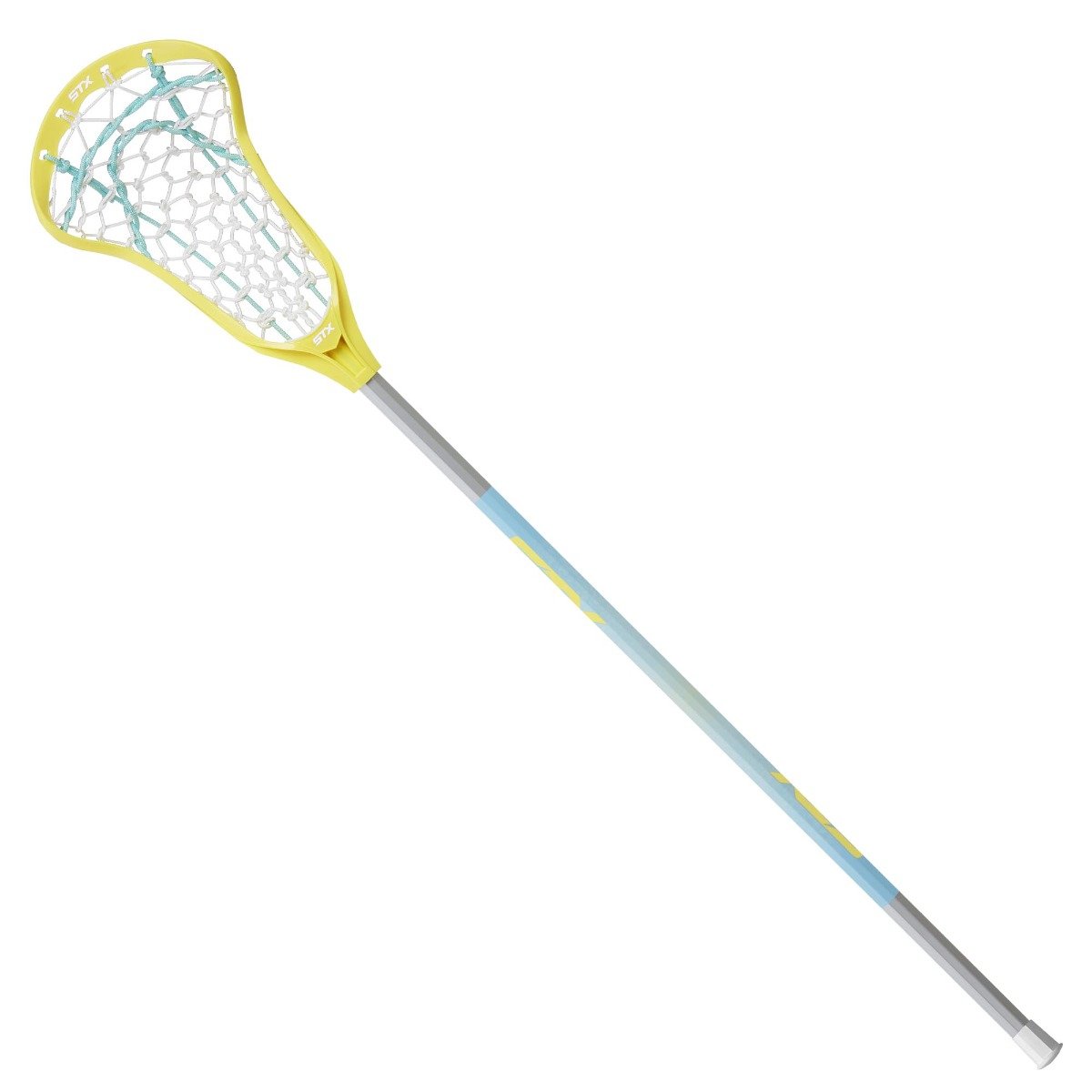 stx crux 100 girl's lacrosse stick white yellow front full