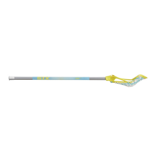 stx crux 100 girl's lacrosse stick with lock pocket junior yellow white side