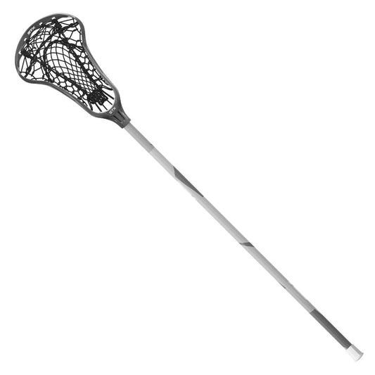 crux 400 complete lacrosse stick with crux mesh 2 pocket graphite stick with black pocket