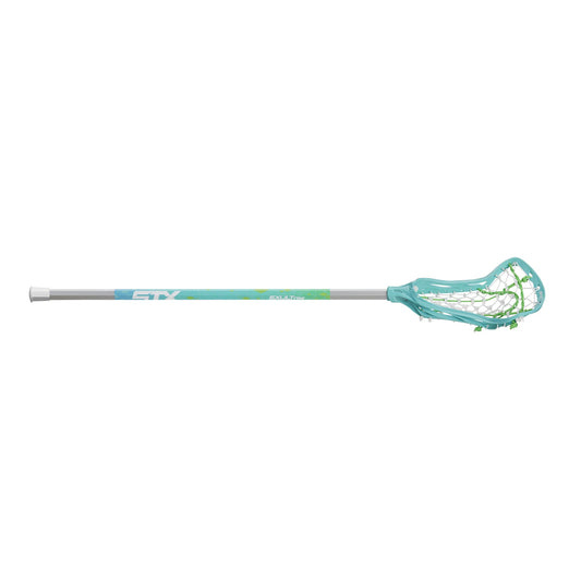 stx exult rise girl's lacrosse stick blue / lizard angled