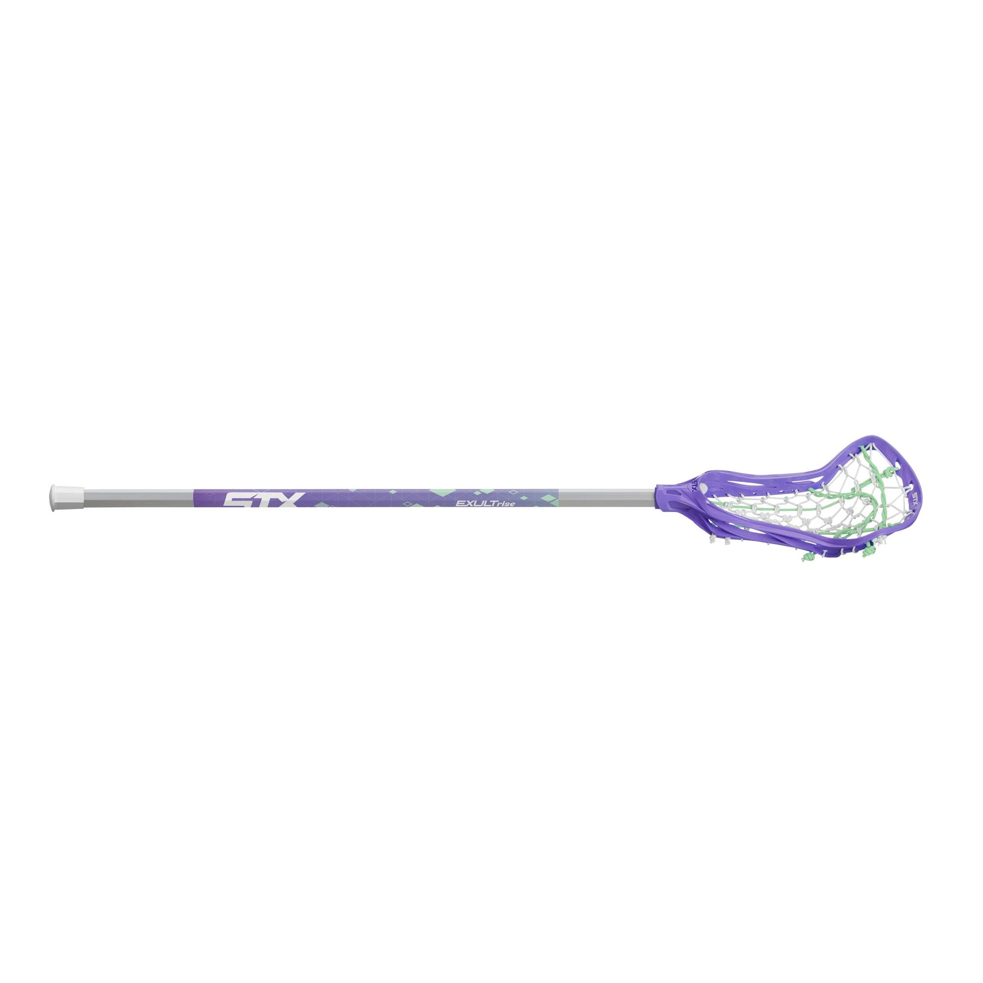 stx exult rise girl's lacrosse stick purple angled