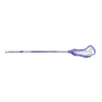 stx exult rise girl's lacrosse stick purple angled