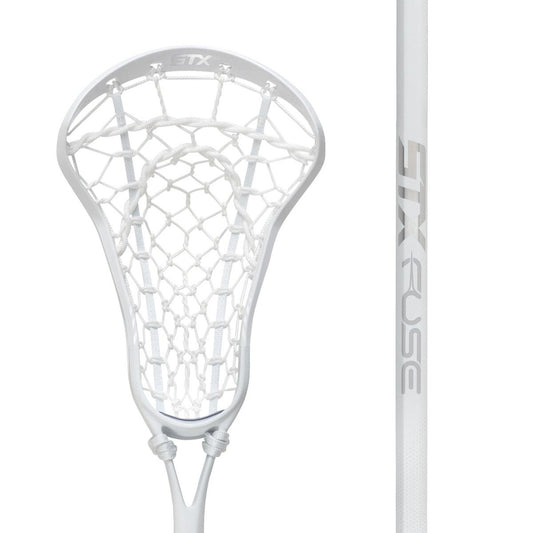 STX Fuse One Piece Women's Lacrosse Stick white stick yellow pocket front complete stick