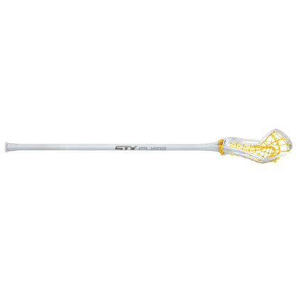 STX Fuse One Piece Women's Lacrosse Stick white stick yellow pocket angled complete stick