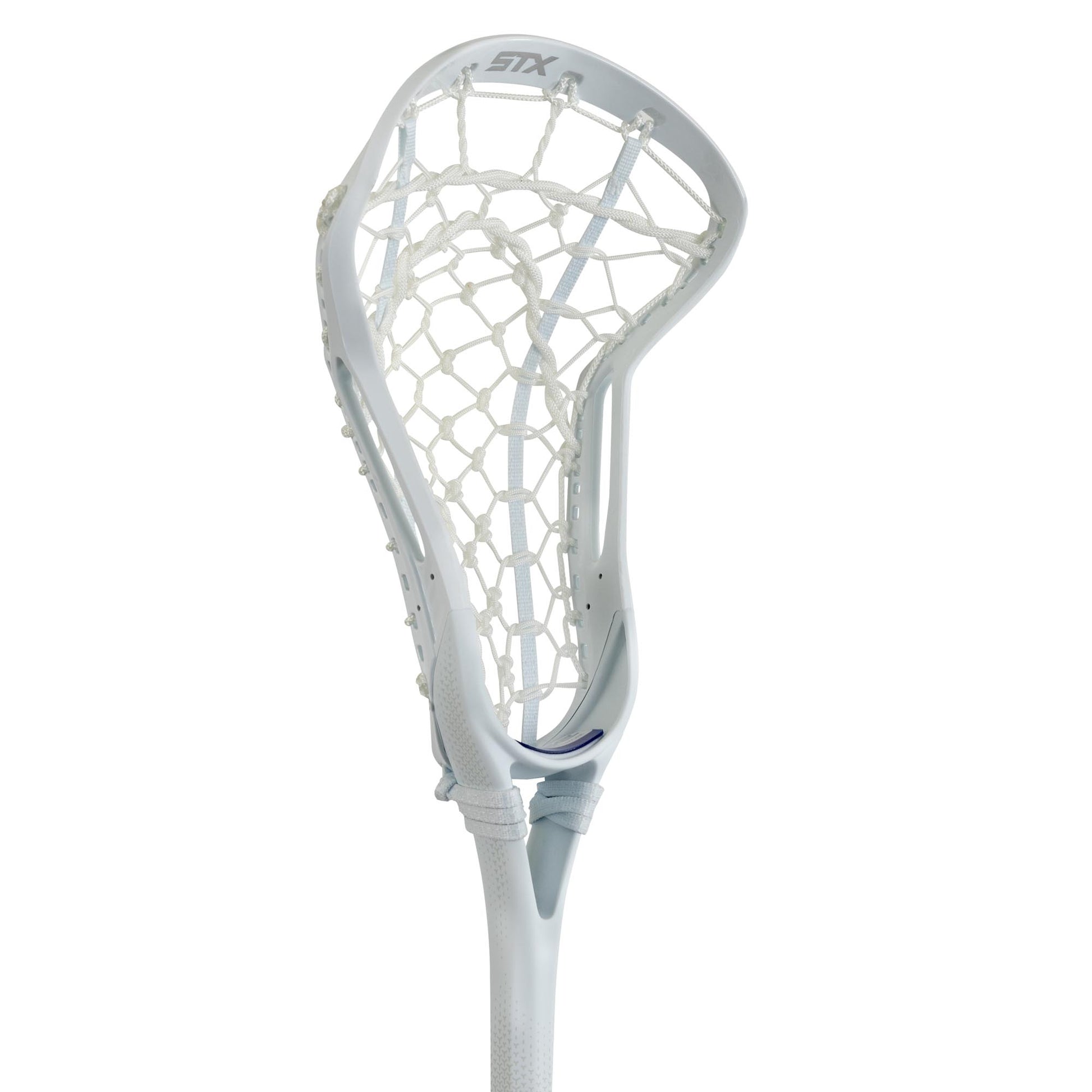 STX Fuse One Piece Women's Lacrosse Stick white stick white pocket head angled