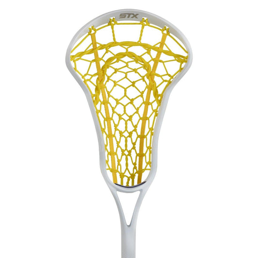 STX Fuse One Piece Women's Lacrosse Stick white stick yellow pocket front head