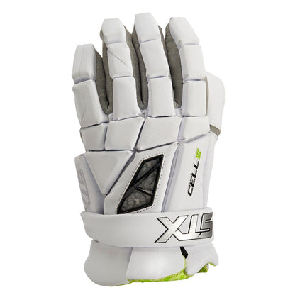 stx cell 6 lacrosse goalie glove white back of hand