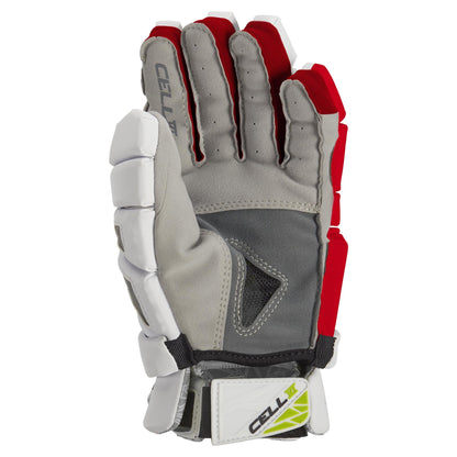 stx cell 6 lacrosse glove white/red palm