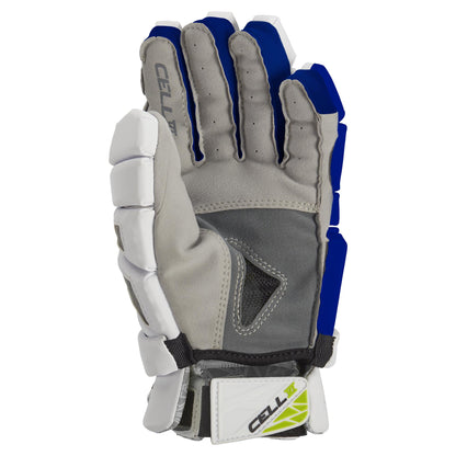 stx cell 6 lacrosse glove white/royal blue palm