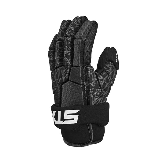 stx stallion 75 boys lacrosse gloves black front