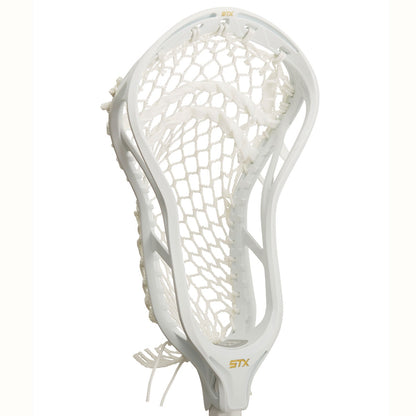 STX Hyperpower lacrosse head white pro strung angle