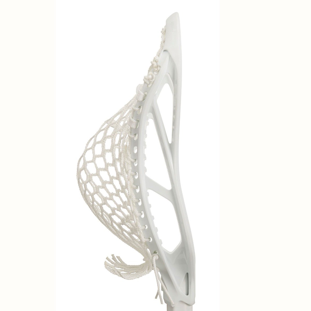 STX Hyperpower lacrosse head white pro strung side