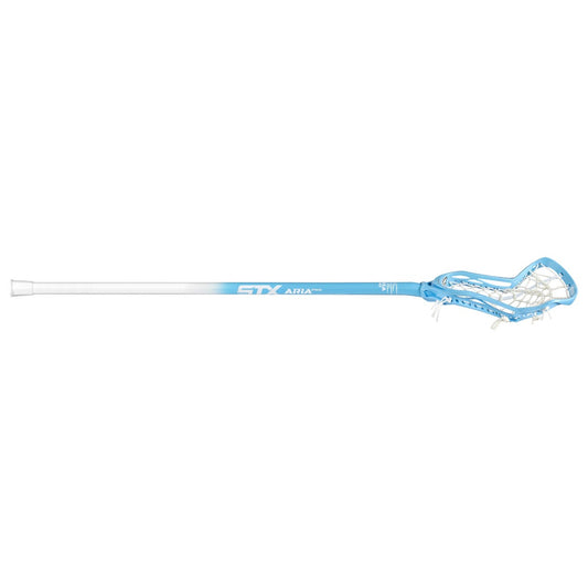 stx aria pro complete women's lacrosse stick carolina blue angled