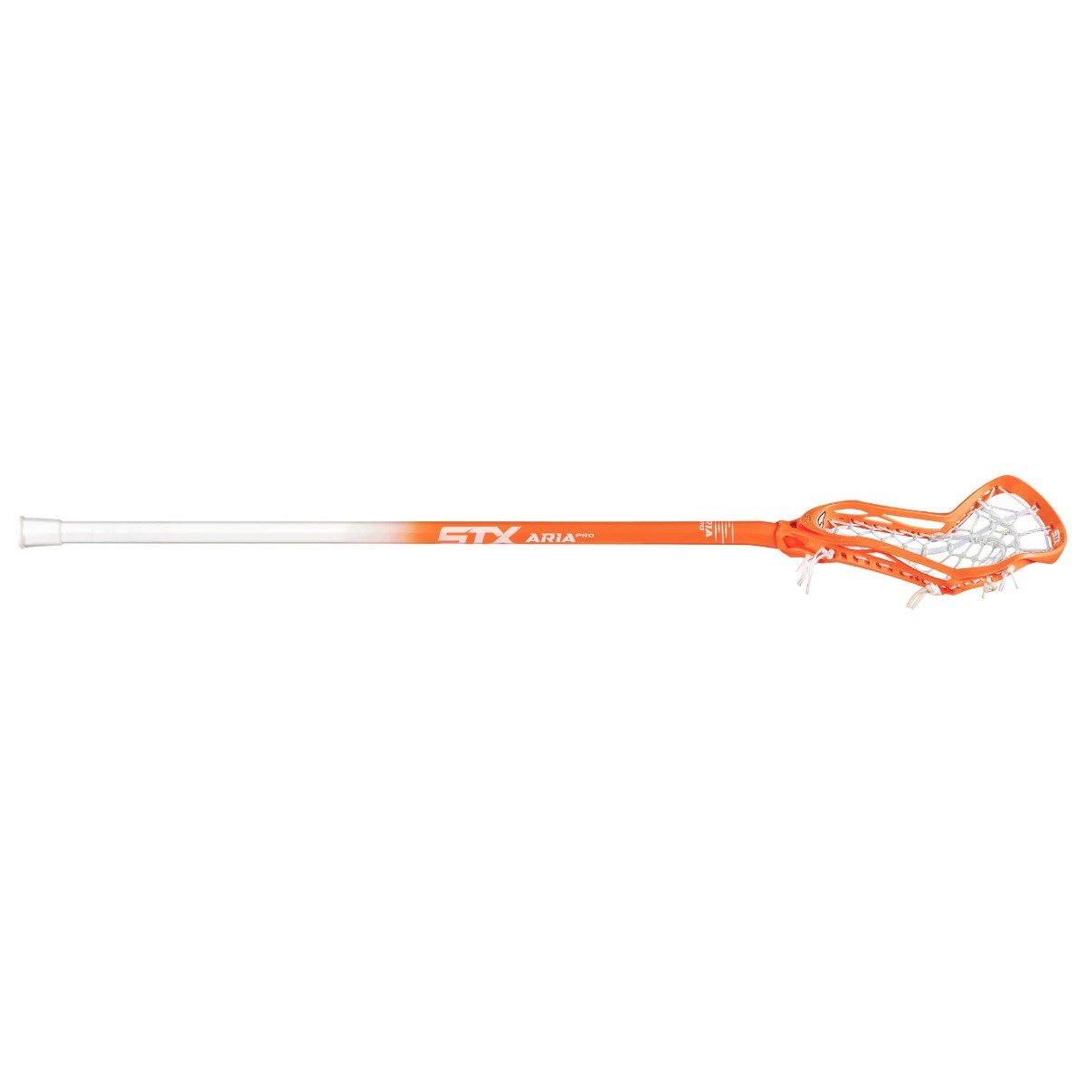 stx aria pro complete women's lacrosse stick orange fade angled