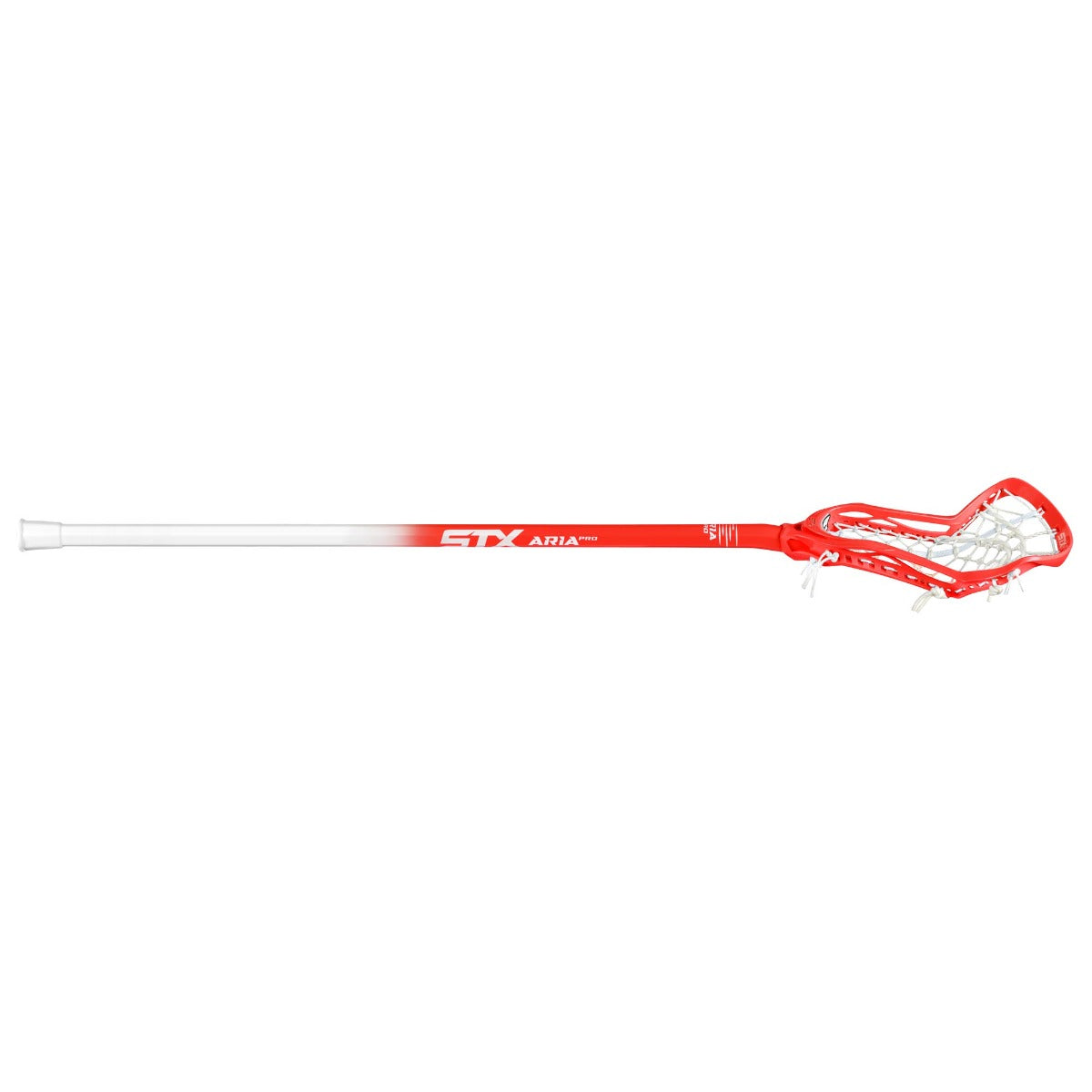 stx aria pro complete women's lacrosse stick red fade angled