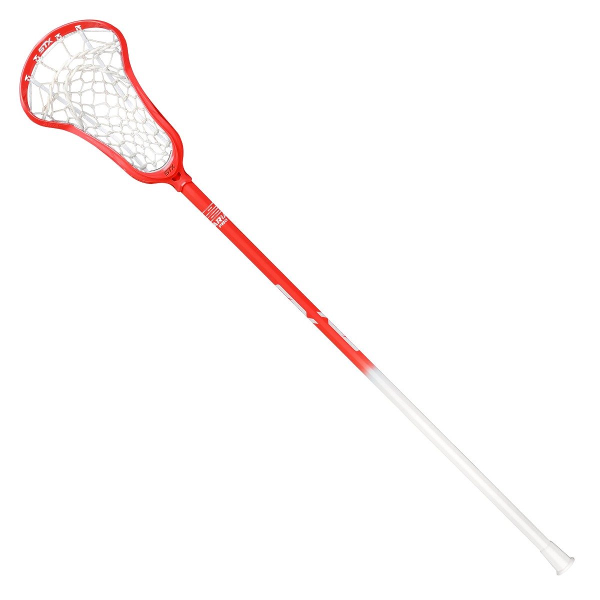 stx aria pro complete women's lacrosse stick red fade front