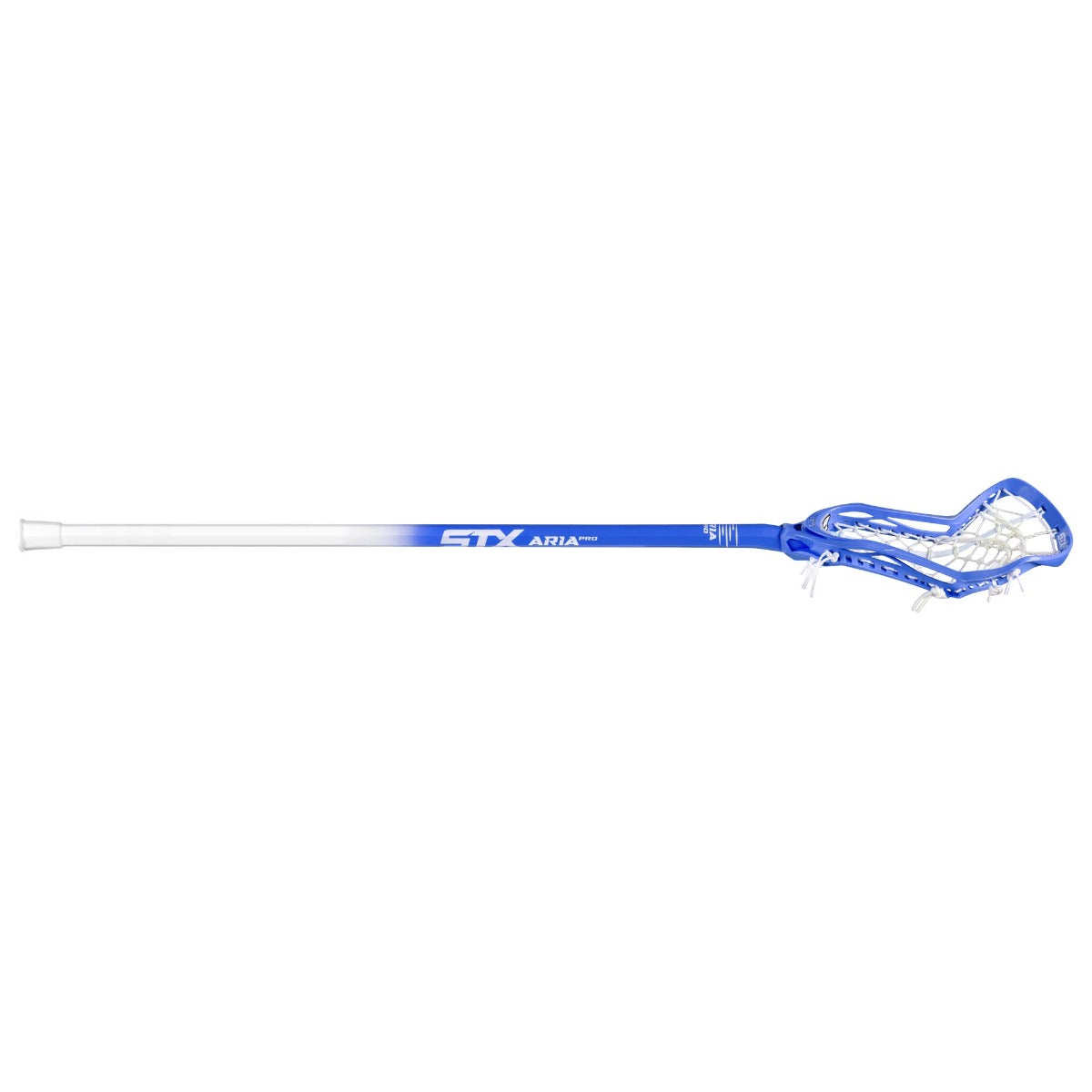 stx aria pro complete women's lacrosse stick royal blue angled