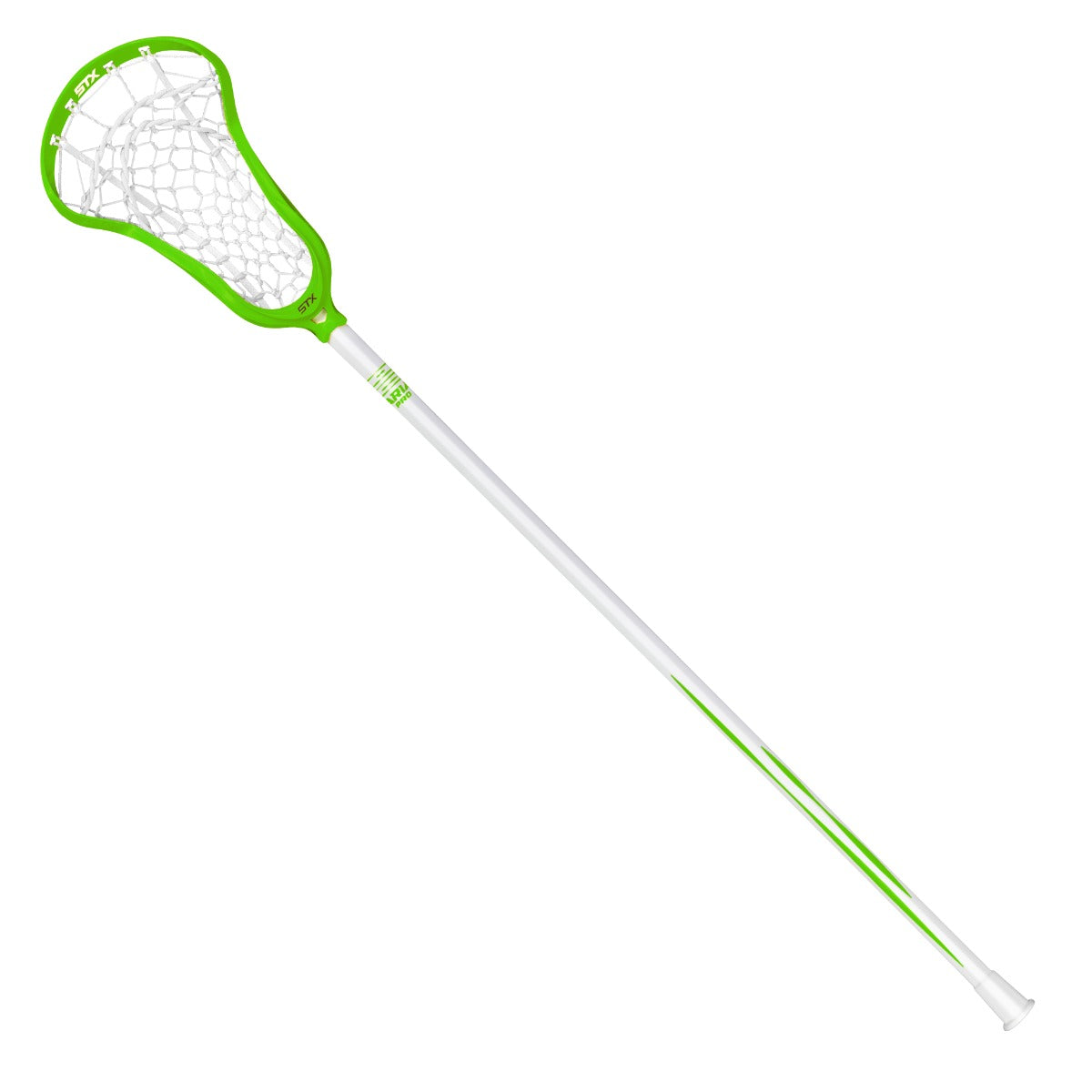 stx aria pro complete women's lacrosse stick neon green front