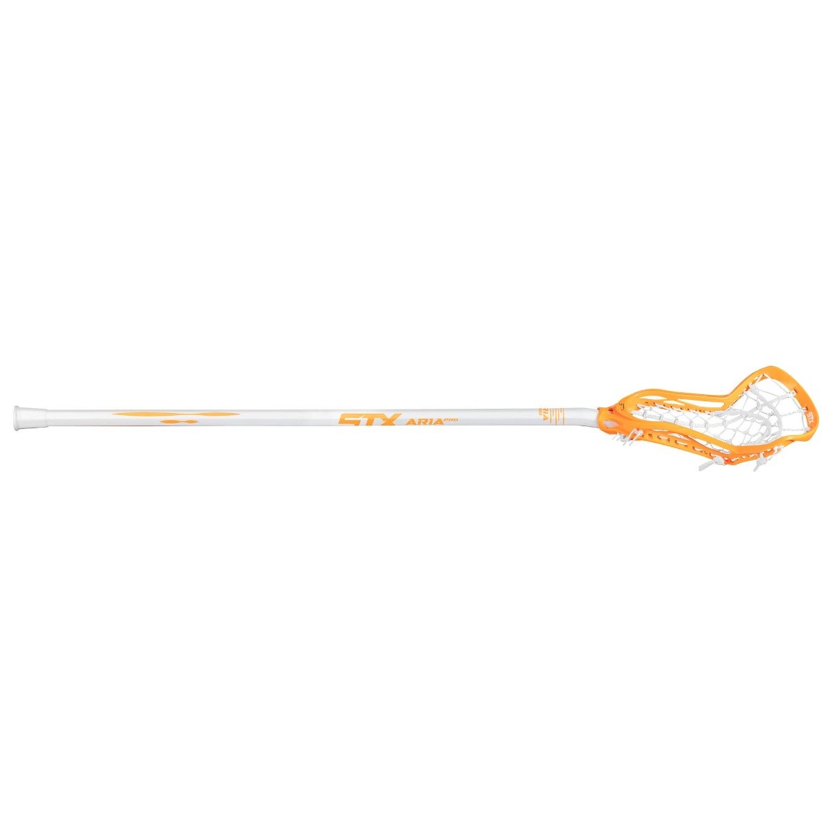 stx aria pro complete women's lacrosse stick neon orange angled