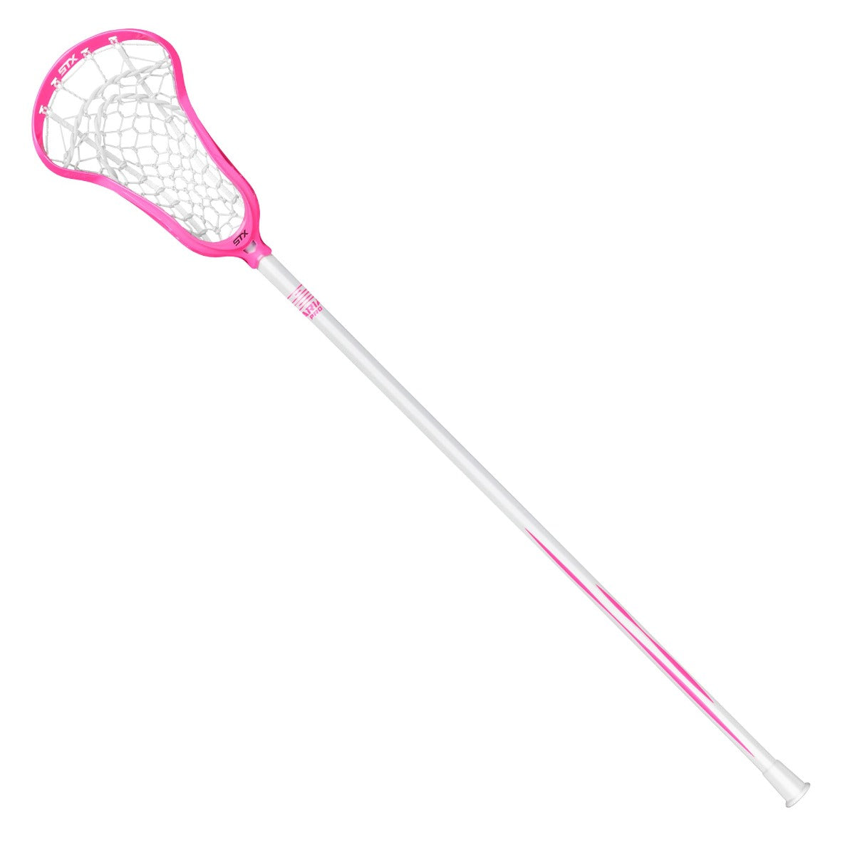 stx aria pro complete women's lacrosse stick neon pink front