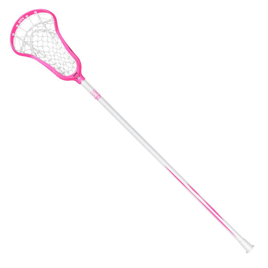 stx aria pro complete women's lacrosse stick neon pink front